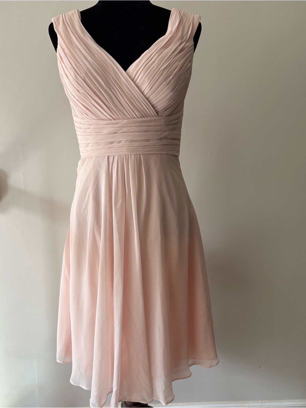 Bill Levkoff Ballerina Pink V-Neck Fit & Flare Chiffon Midi Dress